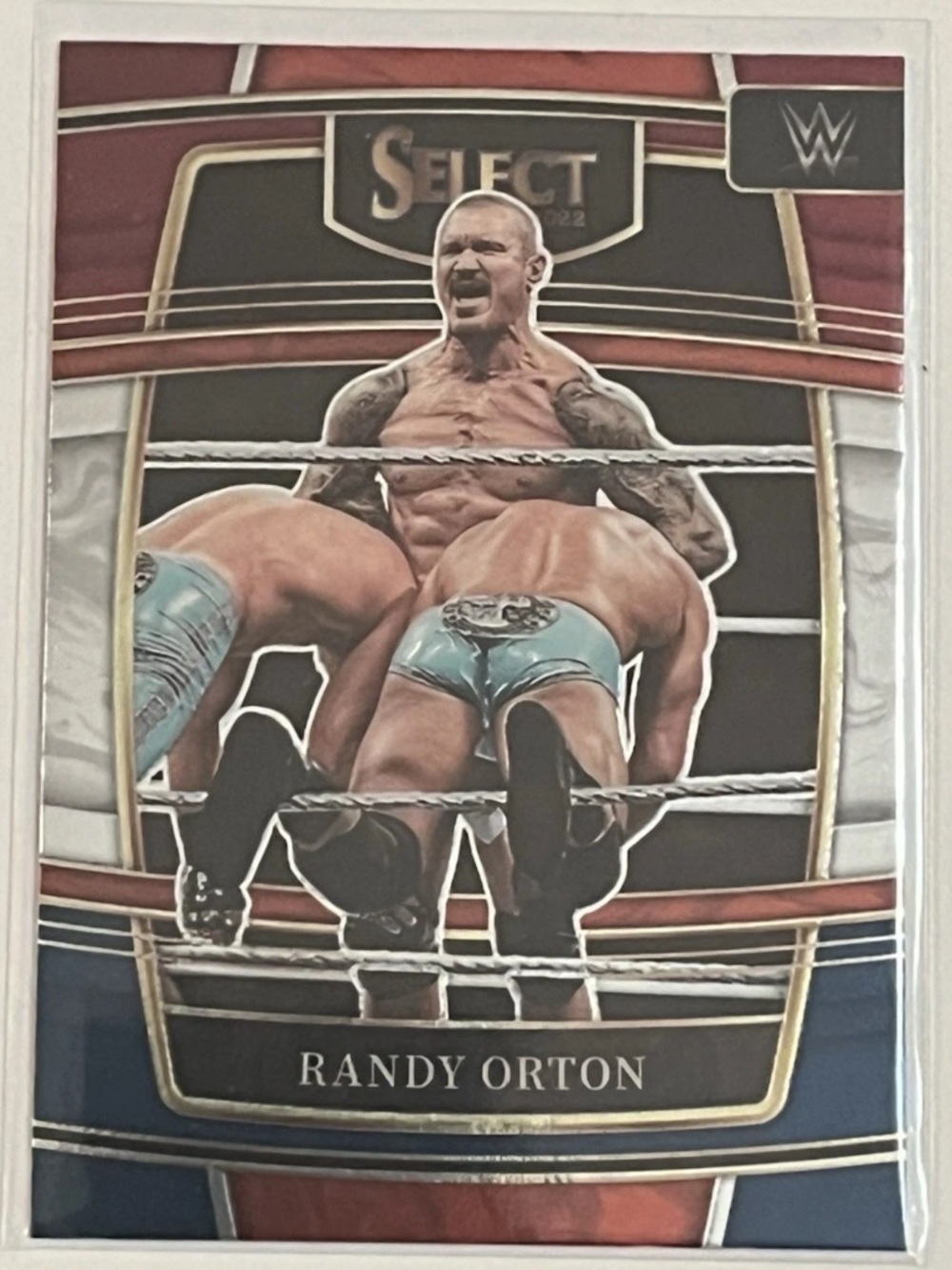 Randy Orton 2022 Panini Select Red And Blue WWE Wrestling Card